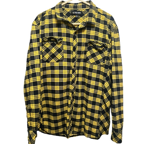 Zoo York Mens Plaid Long Sleeve Shirt Size XXL Yellow Casual - Picture 1 of 6